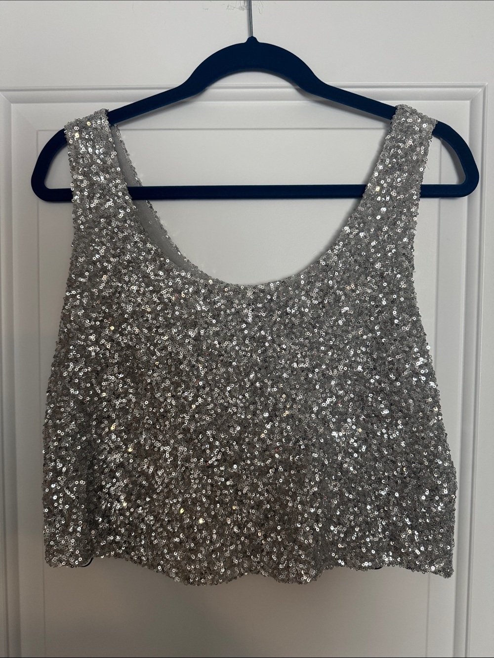 NWT Vintage Forever21 Silver Sequin Sleeveless Crop Top